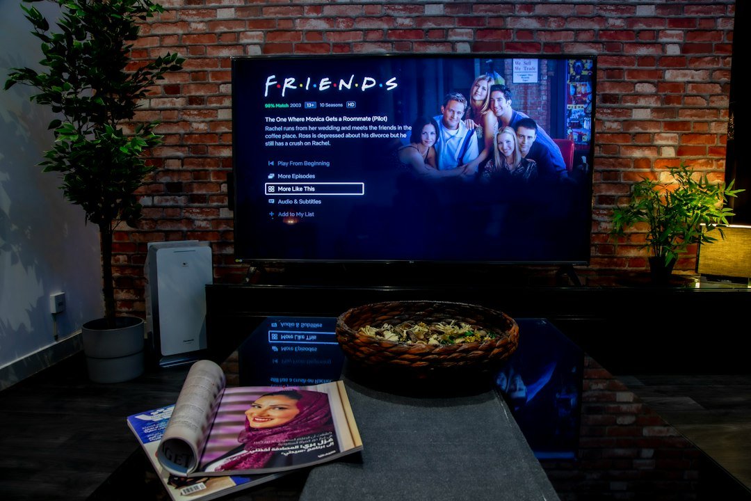 Modern living room with television for IPTV subscription guide